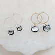 Load image into Gallery viewer, Cat Lover Hoop Earrings • Mother of Pearl Cat Charms • Gift for Cat Mom • Pet Memorial Jewelry • Kitty Hoops • Personalized Cat Gift