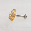 Load image into Gallery viewer, Baguette Flat Back Stud • Delicate Leaf CZ Earring • 16G Push In Labret • Surgical Steel Cartilage Stud • Minimalist Ear Stack • Labret