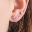 Load image into Gallery viewer, Baguette Flat Back Stud • Delicate Leaf CZ Earring • 16G Push In Labret • Surgical Steel Cartilage Stud • Minimalist Ear Stack • Labret