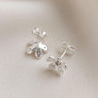 Load image into Gallery viewer, Dainty Flower Stud Earrings • Sterling Silver Pavé Petal Studs • Waterproof & Feminine • Gift for Flower Girl or Bridesmaid