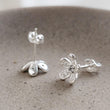 Load image into Gallery viewer, Dainty Flower Stud Earrings • Sterling Silver Pavé Petal Studs • Waterproof & Feminine • Gift for Flower Girl or Bridesmaid