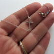Load image into Gallery viewer, Side Cross Necklace • Sideways Cross • Layering Necklace • Cross Jewelry • Silver Cross • Simple Cross • Modern Cross • Layered Necklaces