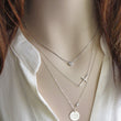 Load image into Gallery viewer, Side Cross Necklace • Sideways Cross • Layering Necklace • Cross Jewelry • Silver Cross • Simple Cross • Modern Cross • Layered Necklaces