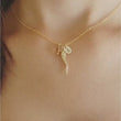 Load and play video in Gallery viewer, Italian Horn Cornicello Necklace • Personalized Initial & Birthstone • Good Luck Charm • Protection Amulet • Gold Horn Necklace • Waterproof