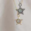 Load and play video in Gallery viewer, Opal Star Necklace • Dainty Layering Necklace • Celestial Jewelry • October Birthday Gift • CZ Diamond Accents