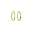 Load image into Gallery viewer, pair of gold and pave hoops
