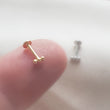 Load image into Gallery viewer, Three Bead Flat Back Stud in 14k Gold - Studio Blue