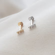 Load image into Gallery viewer, Three Bead Flat Back Stud in 14k Gold - Studio Blue