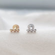 Load image into Gallery viewer, Three Bead Flat Back Stud in 14k Gold - Studio Blue