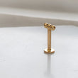 Load image into Gallery viewer, Three Bead Flat Back Stud in 14k Gold - Studio Blue