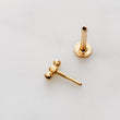Load image into Gallery viewer, Three Bead Flat Back Stud in 14k Gold - Studio Blue
