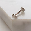 Load image into Gallery viewer, Three Bead Flat Back Stud in 14k Gold - Studio Blue
