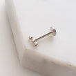Load image into Gallery viewer, Three Bead Flat Back Stud in 14k Gold - Studio Blue