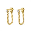 Load image into Gallery viewer, CZ Diamond & Box Chain Huggies - Studio Blue