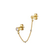 Load image into Gallery viewer, CZ Diamond Double Stud Chain Huggies - Studio Blue