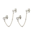 Load image into Gallery viewer, CZ Diamond Double Stud Chain Huggies - Studio Blue