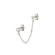 Load image into Gallery viewer, CZ Diamond Double Stud Chain Huggies - Studio Blue
