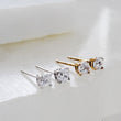 Load image into Gallery viewer, Classic CZ Diamond Studs in 14k Gold - Studio Blue