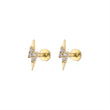 Load image into Gallery viewer, Sparkle Lightning Bolt Flat Back in 14k Gold - Studio Blue