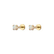 Load image into Gallery viewer, Opal Flat Back Stud in 14k Gold - Studio Blue