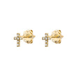 Load image into Gallery viewer, Petite Diamond Cross Studs in 14k Gold - Studio Blue