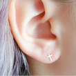 Load image into Gallery viewer, Tiny Cross Studs - Studio Blue