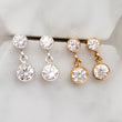 Load image into Gallery viewer, Double Diamond CZ Drop Earrings - Studio Blue