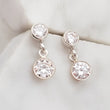 Load image into Gallery viewer, Double Diamond CZ Drop Earrings - Studio Blue