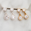 Load image into Gallery viewer, Double Diamond CZ Drop Earrings - Studio Blue