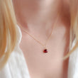 Load image into Gallery viewer, Tiny Garnet Drop Necklace - Studio Blue