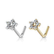 Load image into Gallery viewer, CZ Diamond Flower • L-Bend Nose Stud - Studio Blue