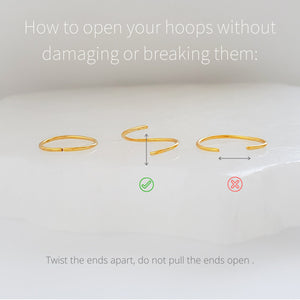 how to open your hoops without damaging them, a graphic 