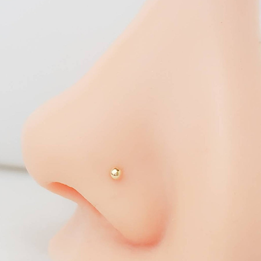 Tiny Bead Nose Stud in 14K Gold - Studio Blue
