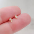 Load image into Gallery viewer, Petite Diamond Cross Studs in 14k Gold - Studio Blue