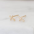 Load image into Gallery viewer, Petite Diamond Cross Studs in 14k Gold - Studio Blue