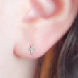 Load image into Gallery viewer, Petite Diamond Cross Studs in 14k Gold - Studio Blue