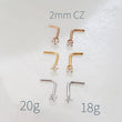 Load image into Gallery viewer, CZ Diamond L-Bend Nose Stud - Studio Blue