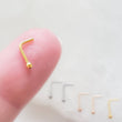 Load image into Gallery viewer, Tiny Sphere L-Bend Nose Stud - Studio Blue