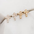 Load image into Gallery viewer, Petite Diamond Cross Studs in 14k Gold - Studio Blue