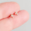 Load image into Gallery viewer, Petite Diamond Cross Studs in 14k Gold - Studio Blue