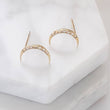 Load image into Gallery viewer, Diamond Crescent Moon Studs in 14K Gold - Studio Blue