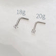 Load image into Gallery viewer, CZ Diamond L-Bend Nose Stud - Studio Blue