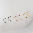 Load image into Gallery viewer, Tiny Sphere L-Bend Nose Stud - Studio Blue