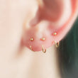 Load image into Gallery viewer, 3 yellow gold open hoops with 2mm ball beads on ear
