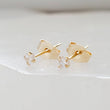 Load image into Gallery viewer, Super Tiny Diamond CZ Studs in 14k Gold - Studio Blue