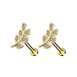 Load image into Gallery viewer, CZ Diamond Pavé Leaf Threaded Flat Back - Studio Blue