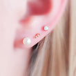 Load image into Gallery viewer, Three Bead Flat Back Stud in 14k Gold - Studio Blue
