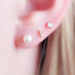 Load image into Gallery viewer, Three Bead Flat Back Stud in 14k Gold - Studio Blue