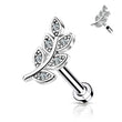 Load image into Gallery viewer, CZ Diamond Pavé Leaf Threaded Flat Back - Studio Blue