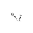 Load image into Gallery viewer, CZ Diamond L-Bend Nose stud in Titanium - Studio Blue